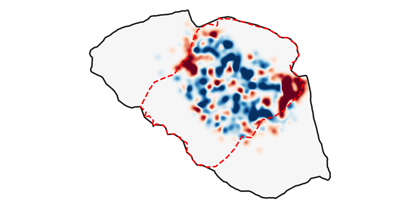 Computation of the Topographical Correlation Map between fibroblasts and macrophages in a colorectal tumour with regions annotated by carcinoma